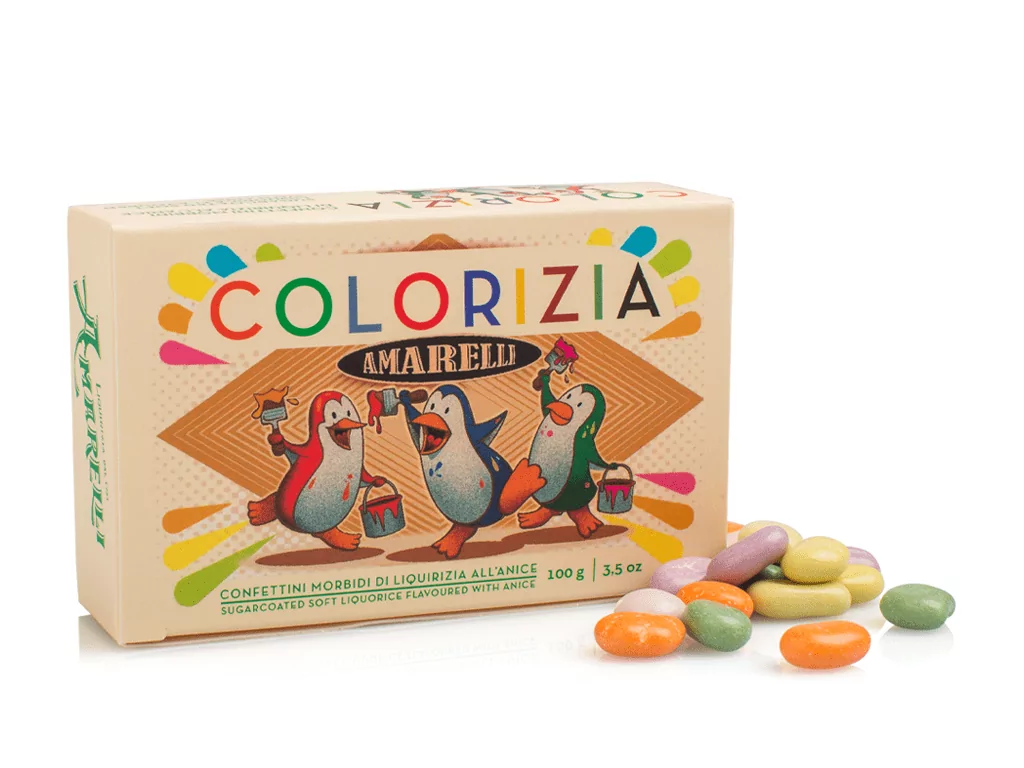 Amarelli - Colorizia - farebná sladké drievko obalené cukrom 100g