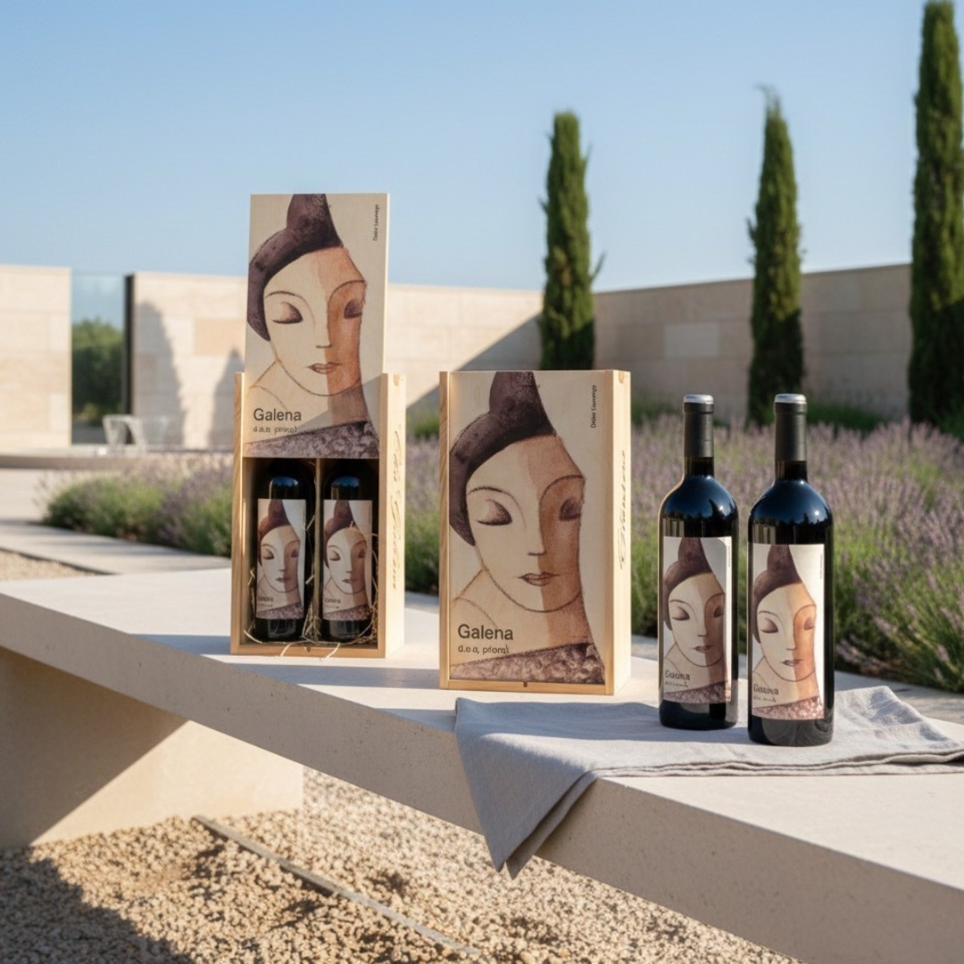 Clos Galena Didier dárkové balení v luxusním dřevěném boxu - 2 láhve
