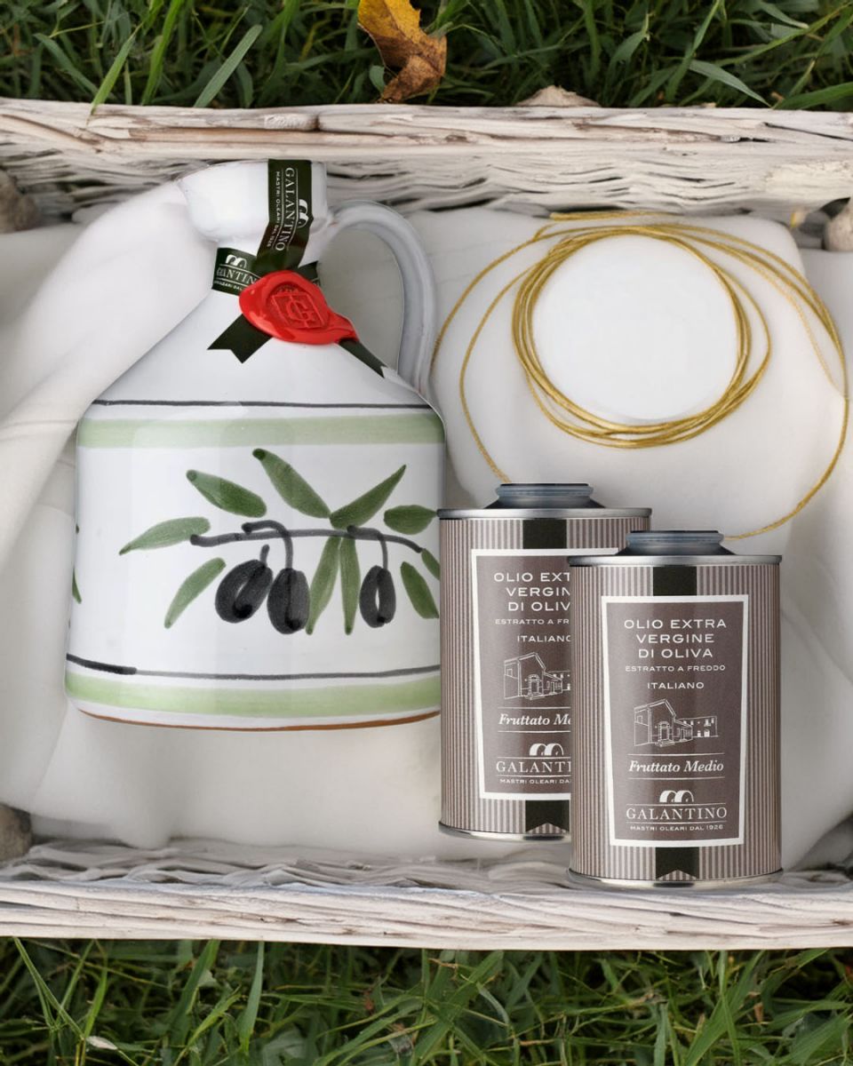 Galantino - Extra panenský olivový olej v keramickom balení - Angel & Duo olivových olejov v plechovke 2x250ml