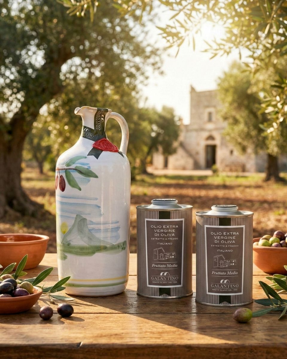 Galantino - Extra panenský olivový olej v keramickém balení - Bio & Duo olivových olejů v plechovce 2x250ml