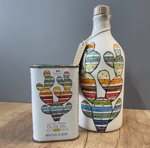 Frantoio Muraglia Olivový olej v exkluzívnom keramickom balení + Olivový olej 0,25-litrové balenie v plechovke (Kaktus)