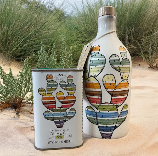 Frantoio Muraglia Olivový olej v exkluzivním keramickém balení + Olivový olej 0,25-litrové balení v plechovce (Kaktus)