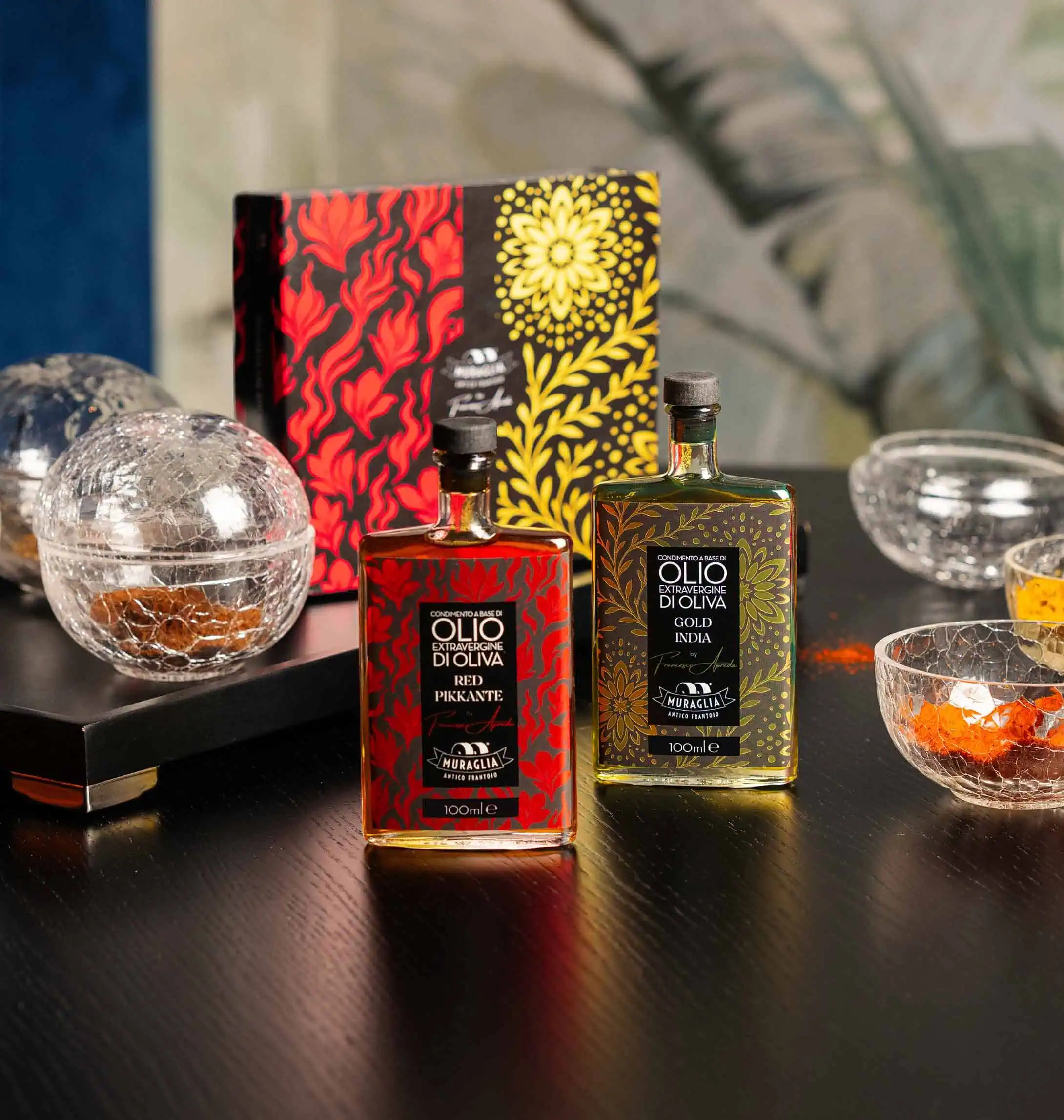 Red Pikkante & Gold India – exkluzivní set extra panenských olivových olejů Frantoio Muraglia & Apreda